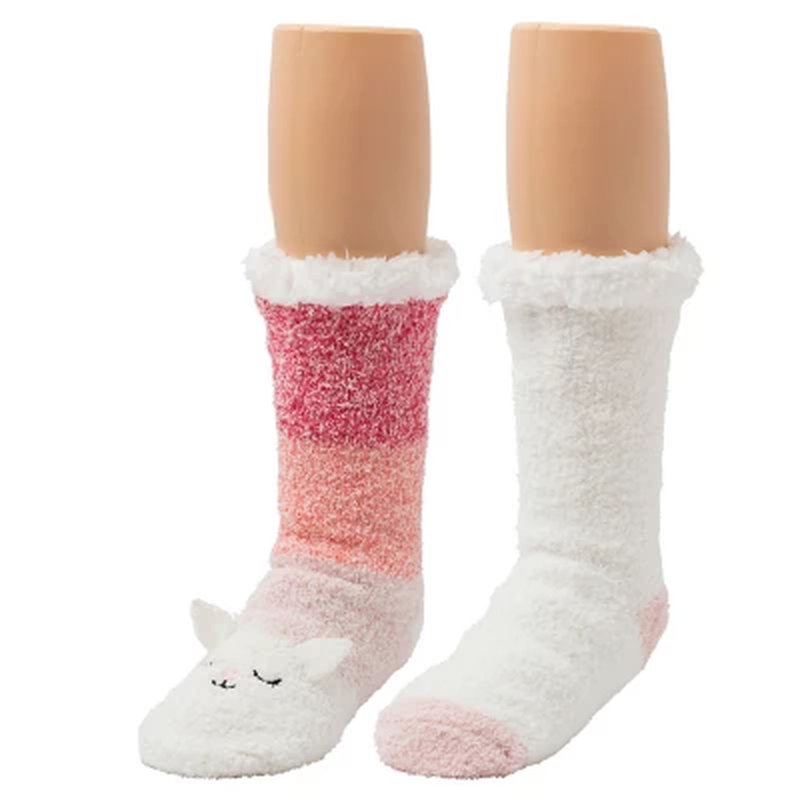 Cuddl Duds Kid'S Sherpa Lined Critter Socks, 2 Pack