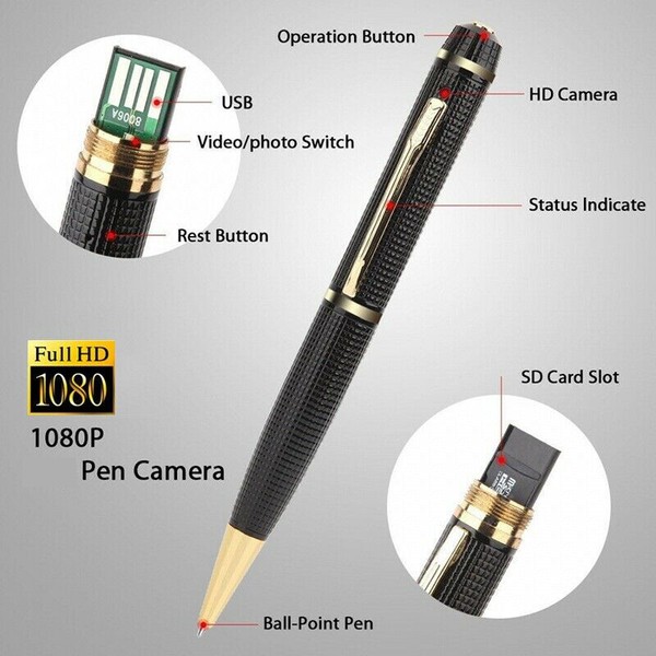 Spy pen with full HD 1080P hidden camera.