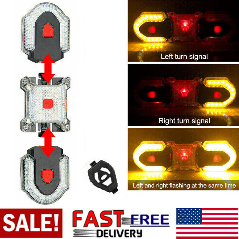 Bike Turn Signals Light Front and Rear w/ Smart Wireless Remote Control USB 1Set