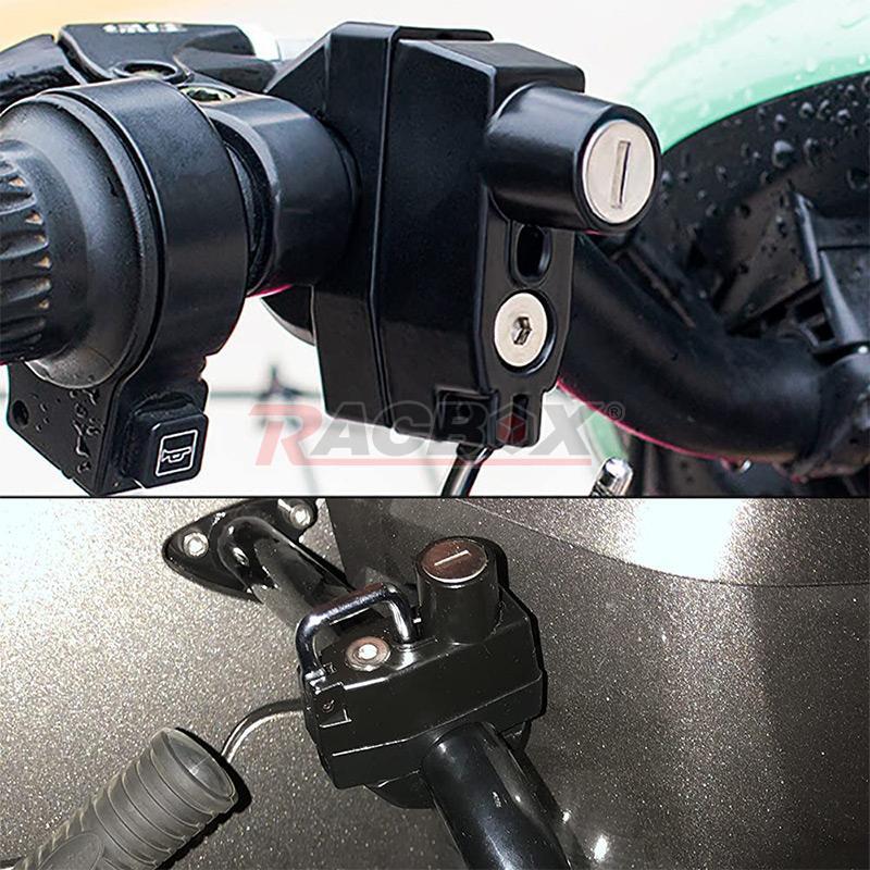 Motorcycle Universal Helmet Lock Security For Handlebar 22-25mm Tube Motorbike