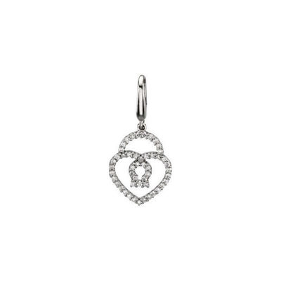 JADiamonds Diamond Heart Lock Charm In 14K White Gold (1/4 ct. tw.)