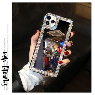 For Samsung A53 A32 A13 5G A22 S22 S21 S20 10 Cool Bear Mirror Bling Holder Case