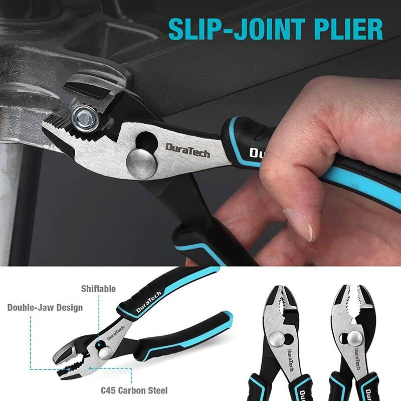 DURATECH 5PIECE Plier Set 8" Groove Joint Plier 6" Needle Nose Slip Joint Pliers