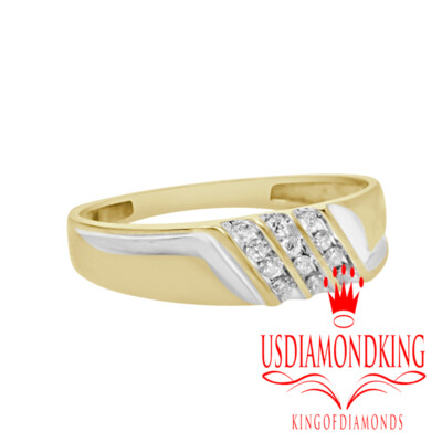 Pre-owned Usdiamondking Mens .13 Ctw Genuine Real Natural Diamond 10k Yellow Gold Wedding Ring Band In H-i