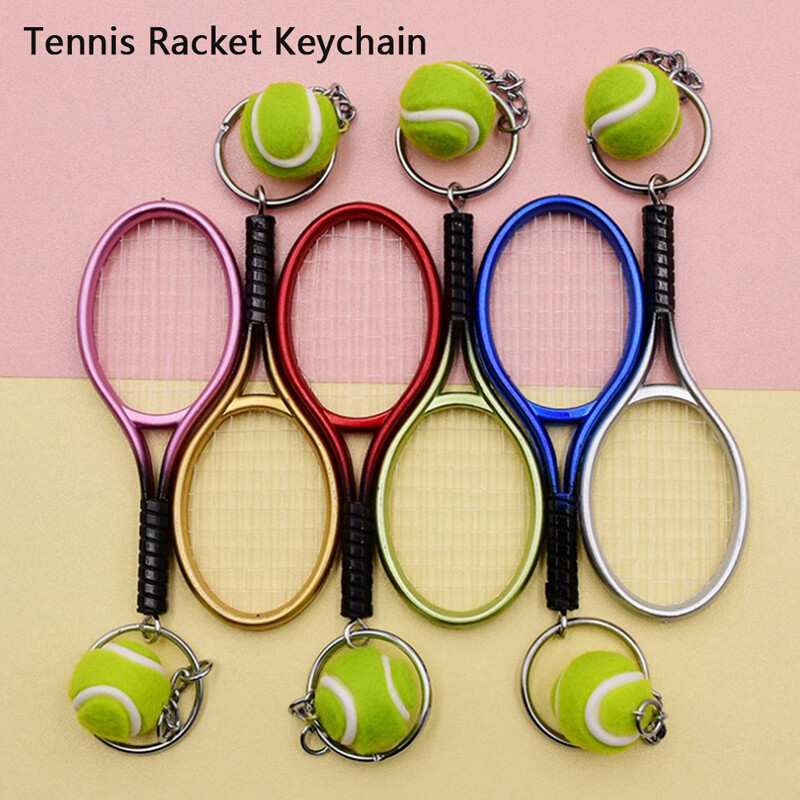 Cute Sport Mini Tennis Racket Pendant Keychain Finder Holer Accessories Gi_ro