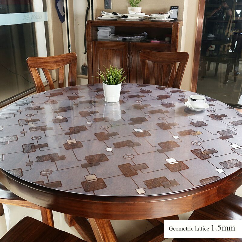 Round PVC Tablecloth Table Cover Desk Pad  Glass Dining Tablecloth Plastic Mat