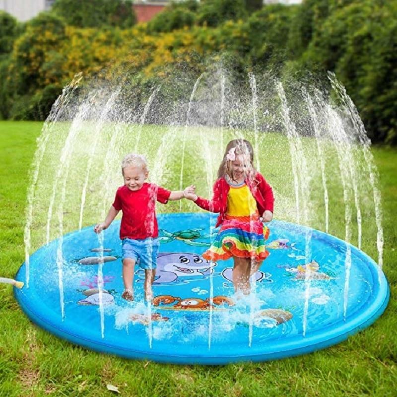170CM Outdoor Kids Splash Sprinkler Water Play Pad Mat Inflatable Spray Pool Toy