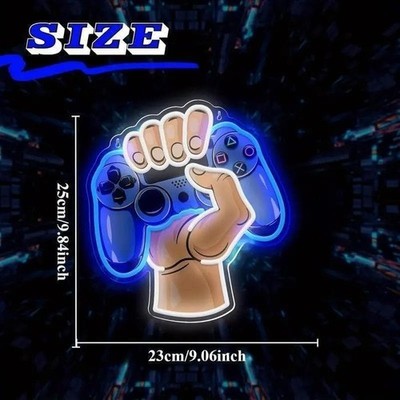 Game Controller Gamepad LED Neon Sign Light USB Wall Decor Room Bar