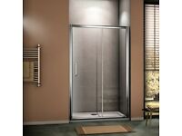 Shower enclosure doors, silver finish frame - brand new, unused or fitted - 8mm glass
