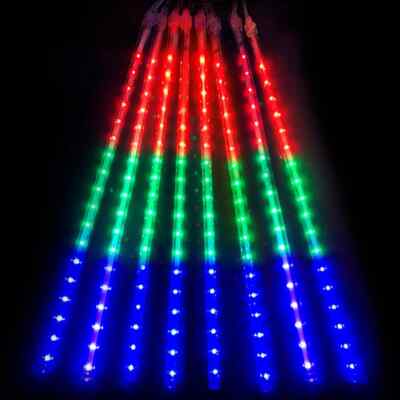 Solar Meteor Shower LED Lights Waterproof Light Tube String Garden Outdoor Decor