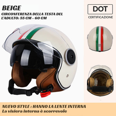 Casco da moto - Italia, retrò, jet, vintage, vespa - doppia visiera oscurata