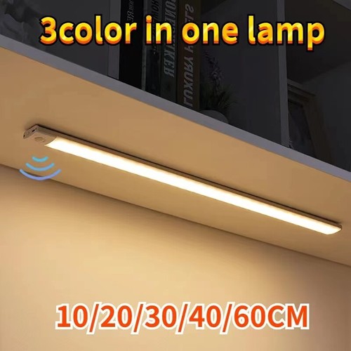 LED Motion Sensor Under Cabinet Closet Light USB Rechargeable Kitchen Lamp Strip