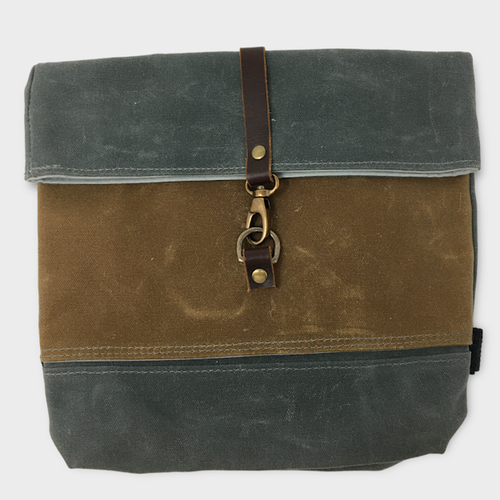 Waxed Canvas Foldover Satchel Backpack Travel Bag Leather Accent Vintage Style