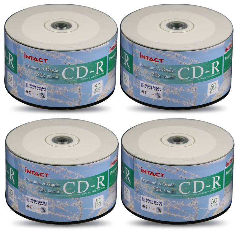 200 X Intact CD blank disc media Printable CDR discs matt 52X burn