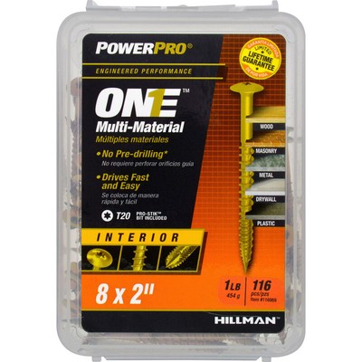 Hillman POWERPRO ONE No. 8  S X 2 in.   L Star Wafer Head Multi-Material Screw 1