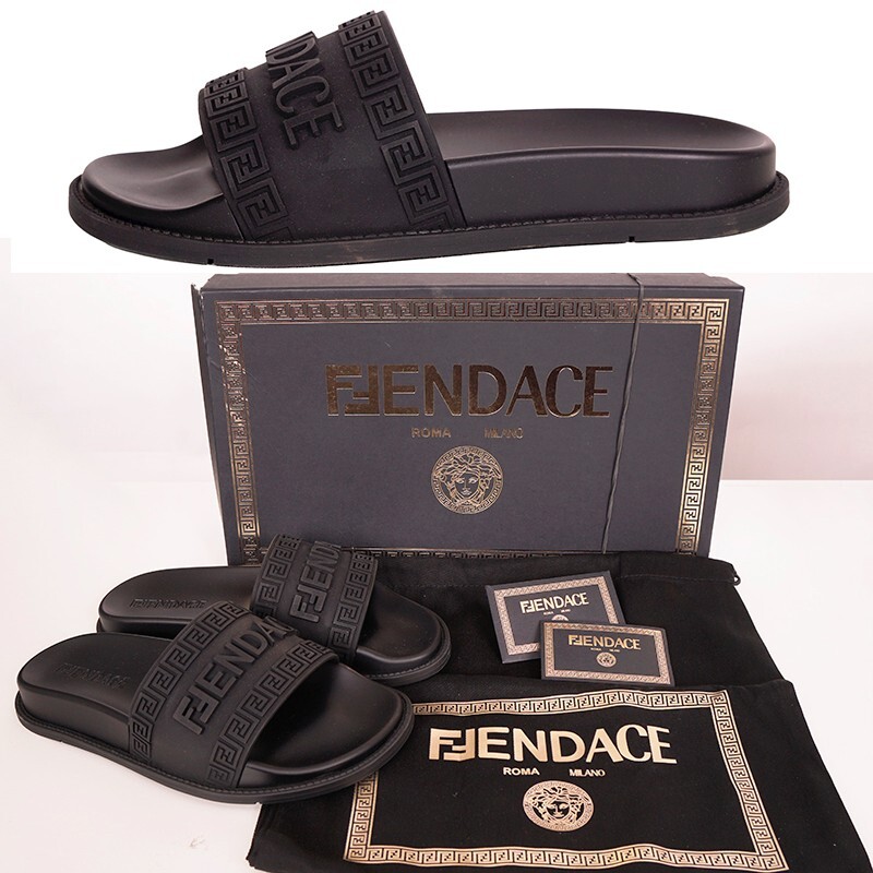 FENDI×VERSACE 37 NEW $520 VERSACE X FENDI FENDACE Woman's Black Pool
