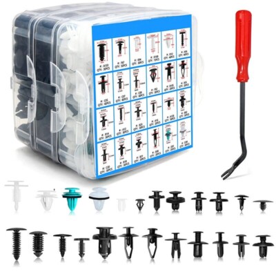 900Pcs Car Retainer Auto Fasteners Push Trim Plastic Clips Pin Rivet Bumper Set