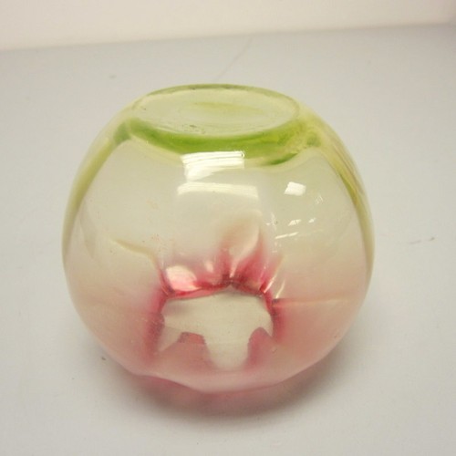 Antique Rubina Verde Blown Glass Rose Bowl Vase Red Ruffled Top Green Bottom