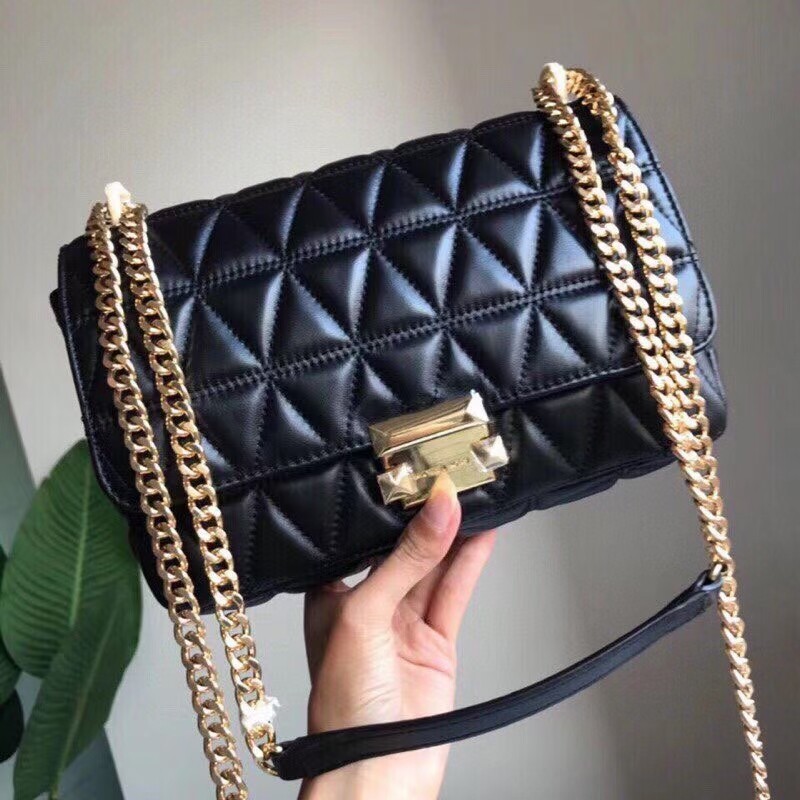 Pre-owned Michael Kors Genuine  Sloan Crossbody Shoulder Large Quilted Black Leather Sales