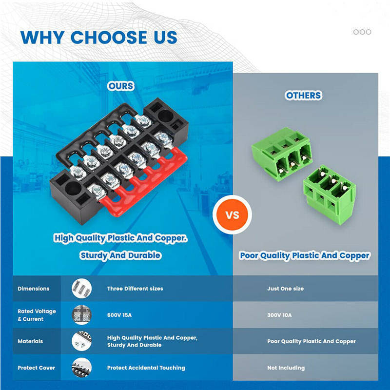 600V15A/25A Dual Row 3-12 Positions Screw Terminal Block Terminal Barrier Strip