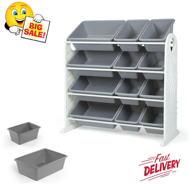 Kids Bin Toy Storage Box Bookcase Organizer Shelf Playroom Bookshelves Bedroom