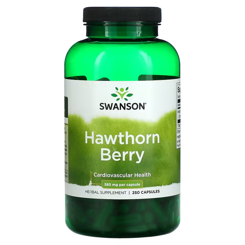 Swanson Hawthorn Berry 565mg 250 Caps | Crataegus Herbal Supplement
