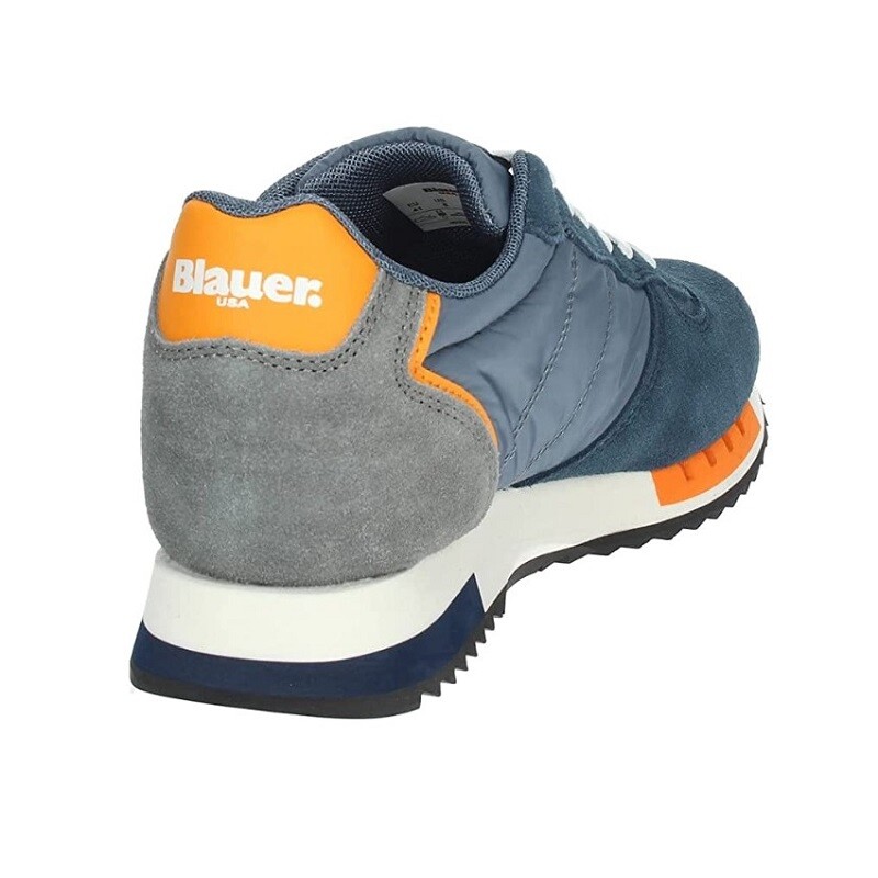 BLAUER HERRENSCHUHE BLAUER SNEAKERS QUEENS MARINEBLAU ORANGE