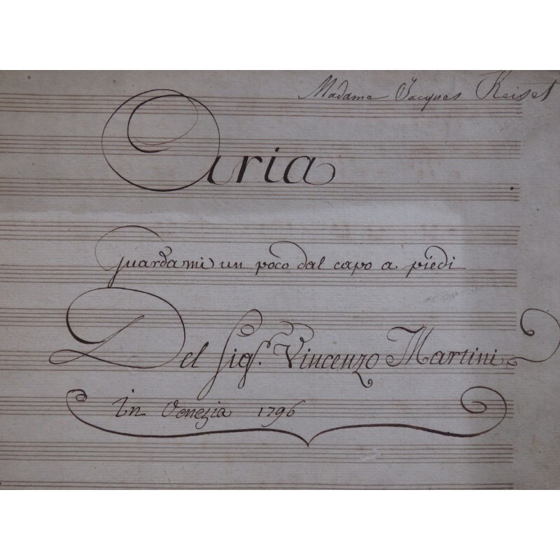 Martini Vincenzo La Capricciosa Corretta Aria Manuscrit Chant Orchestre Ca1800