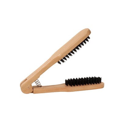 Natural Bristle Double Sided Straightening Brush Clamp Hair Hairstylig T Y4