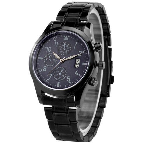 Casual Men Watch Luminous Hands Date Quartz Wrist Watch Steel Bracelet Strap