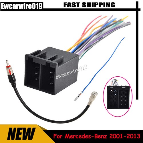 Stereo Wiring Harness & Antenna Adapter For Mercedes-benz 2001-2013