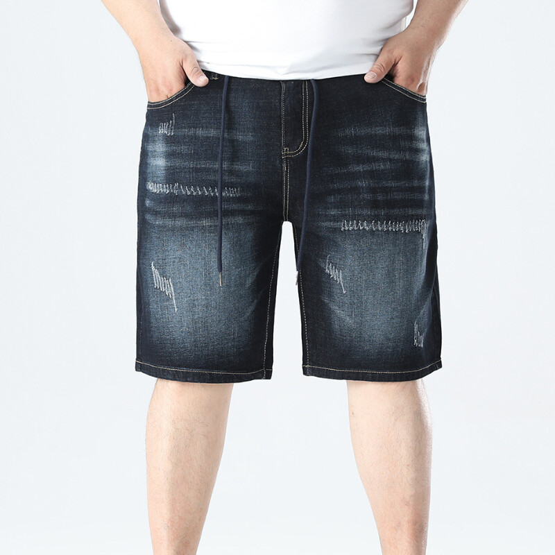 Hommes Ample Extensible Jeans Délavé Short Extérieur Casual Taille Élastique Mi