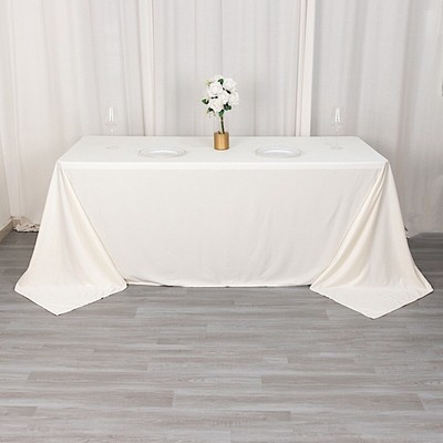 90'' x 132'' IVORY Scuba Polyester Rectangular TABLECLOTH Party Events Decorations
