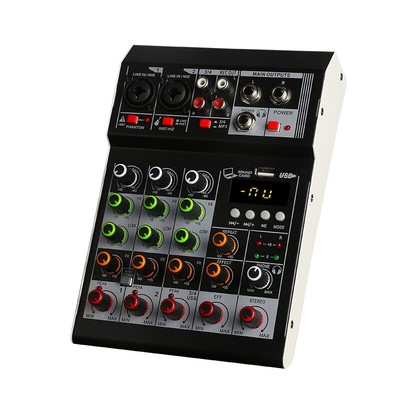 Audio Mixer 4 Channel Mini Audio Mixer DJ controller Mini Family KTV karaoke ...