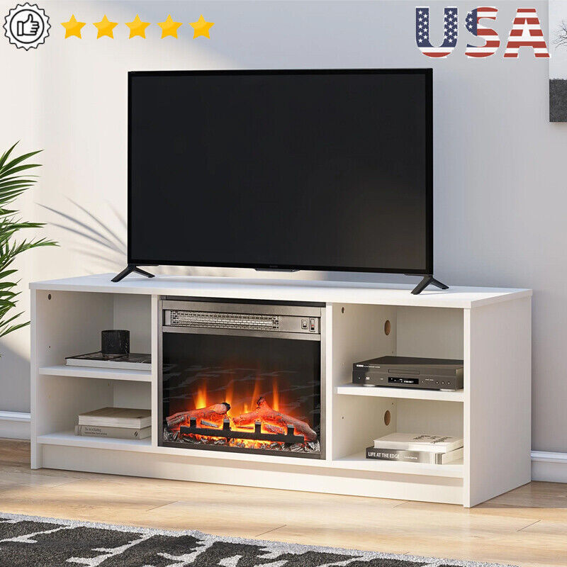 Tvs 55" Modern Fireplace Safety Storage Led Heater Electric