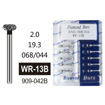 20 PCS WR-13B Wheel Round Edge Super Coarse Diamond Bur for High Speed Handpiece