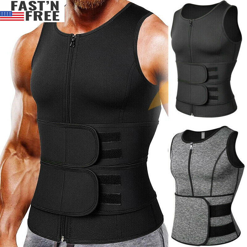 Men Sauna Thermo Sweat Waist Trainer Vest Suit Gym Body Shaper Fat Burner Tops