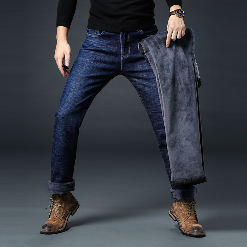 UK Men's winter thick Thermal jeans fleece lined Denim Pants stretchy Trousers eBay