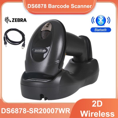 Zebra Symbol DS6878-SR20007WR 2D Wireless Bluetooth USB Barcode Scanner w Cradle