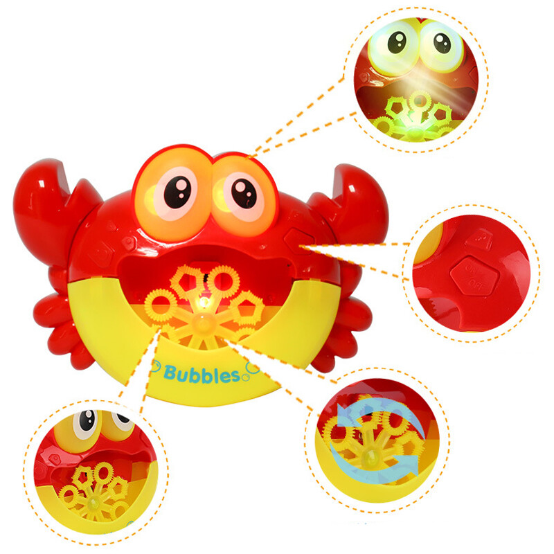 Crab Bubble Machine Automatic Bubble Maker Baby Children Music Flashing Bath Toy