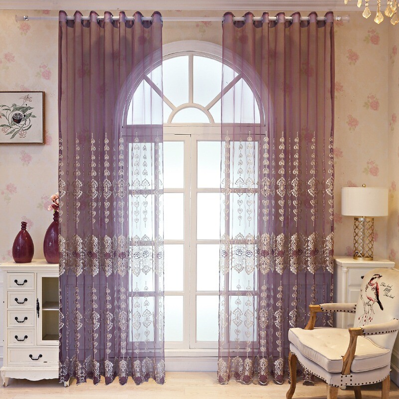 Tendaggio In Tulle Trasparente Lusso Con Ricamo Floreale Per Finestra Salotto
