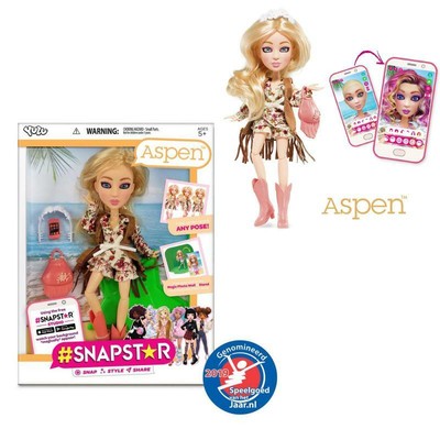 Bandai YL30262 SnapStar Photo Aspen Ankleide Foto Puppe Modepuppe Perücke & APP