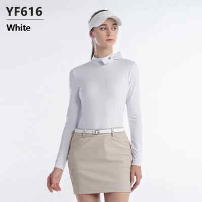 PGM Women Long Sleeve Golf Tops Lady Stand Collar Shirts Bowknot Slim Sportswear