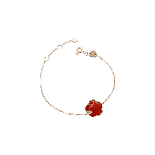 Pre-owned Pasquale Bruni - 16244r - Bracelet Petit Joli Gold Pink With Flower In Carnelian