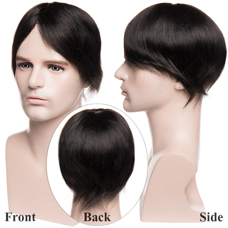 MONO Mens Toupee Replacement System Wigs Virgin Human Hair Piece Men Hairpiece r