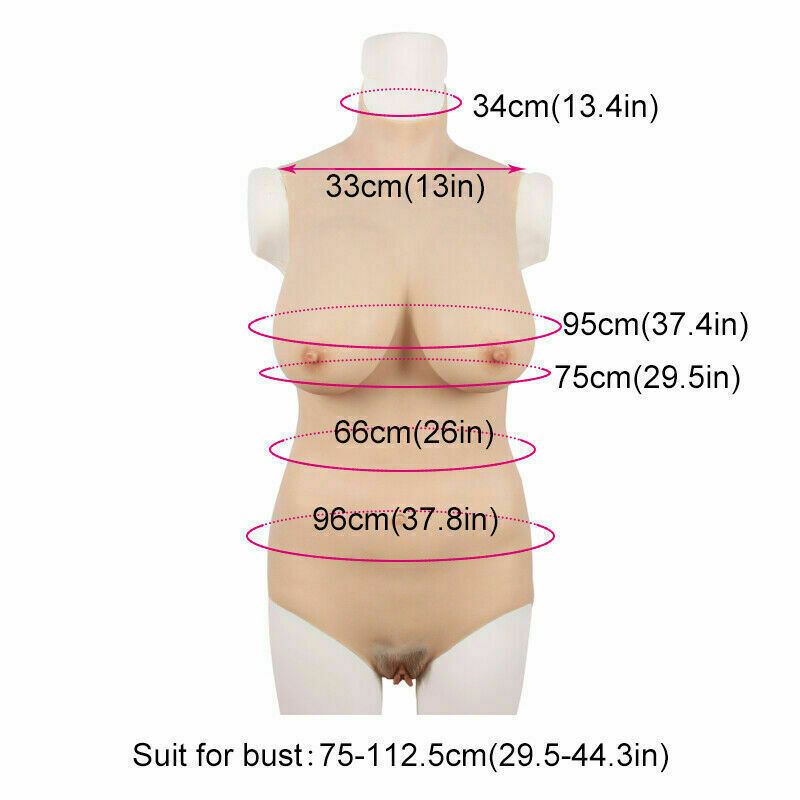 Silicone Breast Forms Triangle Fullbody Suit Fake Boobs for Crossdresser Cosplay