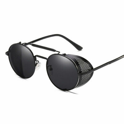 Steampunk Vintage Sunglasses Side Shield Men Women Round Metal Glasses Eyewear
