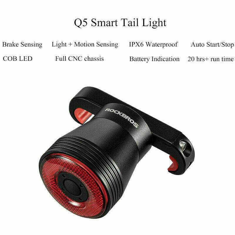 ROCKBROS Bicycle Taillight Smart Brake Sense Light Auto Start＆Stop LED Rearlight