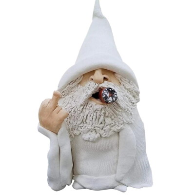 Funny Smoking White Wizard Gnome Statue Garden Yard Lawn Ornament Decor Gift US