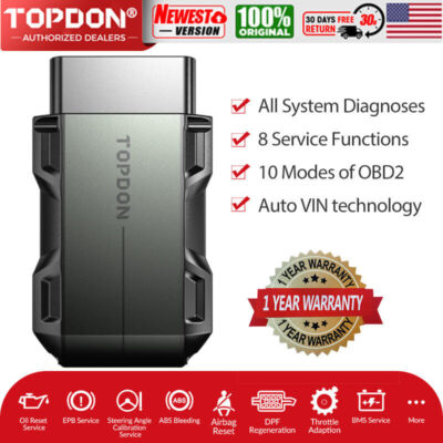 TOPDON TOPSCAN Bluetooth OBD2 Car Code Reader BT Scanner Tool All System ABS SRS
